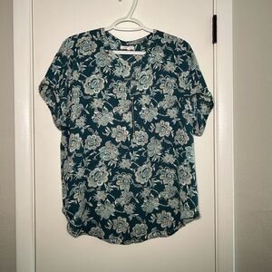 Maurices Teal Floral Blouse
